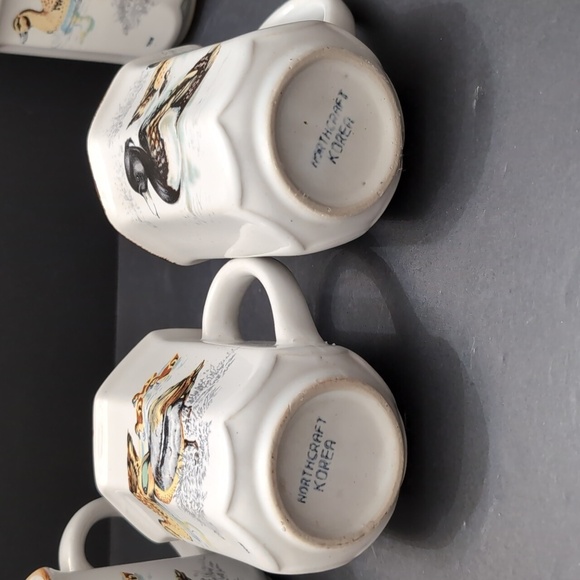 VGT, Stoneware Northkraft Korea Set Of 6 Coffee Cups with Swimming Ducks. - Picture 11 of 14